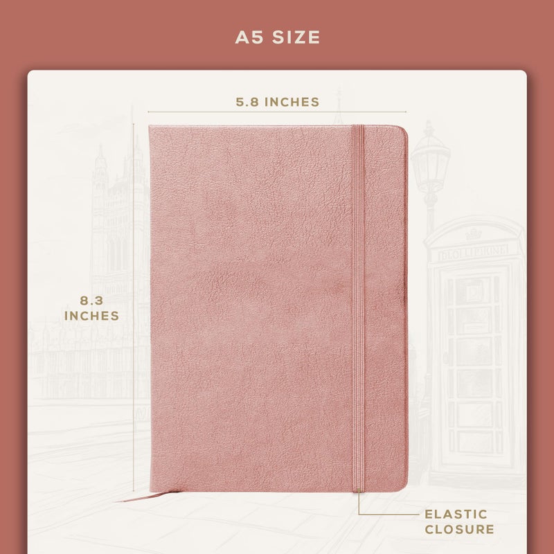 BEECHMORE BOOKS Lined Journal Notebook, 5.8 x 8.3 inch, A5 160 Lined Pages, Hardcover Leather Journals for Women, Men, Writing and Notebooks for Work - 120 GSM Thick Paper, Gifts Box Included - Image 4